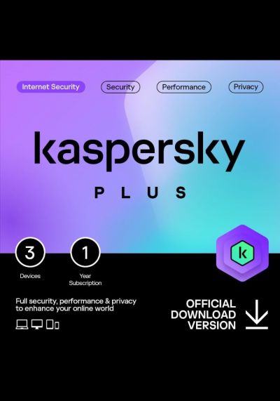 Kaspersky Plus Internet Security 2024 - 3 Devices - 1 Year PC, Mac, iOS, Android