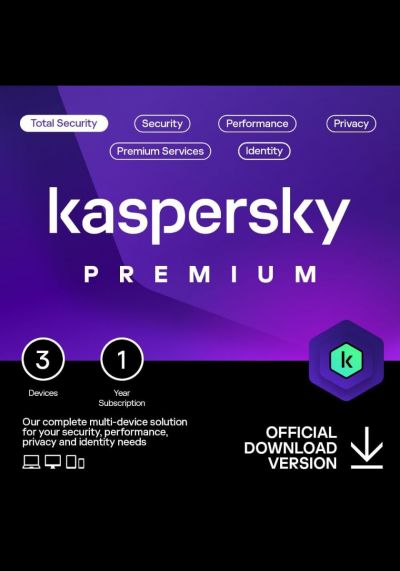Kaspersky Premium Total Security 2024 - 3 Devices - 1 Year PC, Mac, iOS, Android