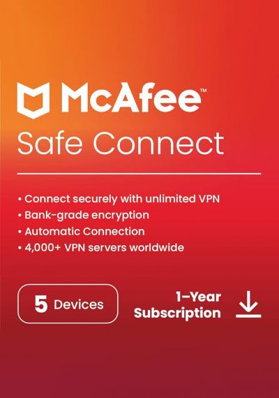 McAfee Safe Connect Premium - 5 Devices - 1 Year