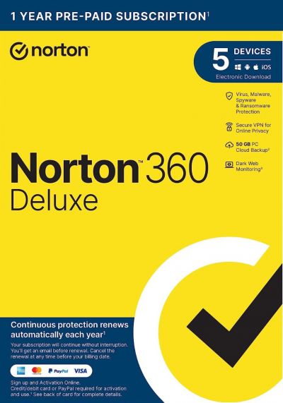 Norton 360 DELUXE 2024 - Non Subscription - 5 Devices - 1 Year